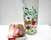 Dish Soap Dispenser Clear Recycled Wine Bottle Hand Painted Oil and Vinegar Bottle