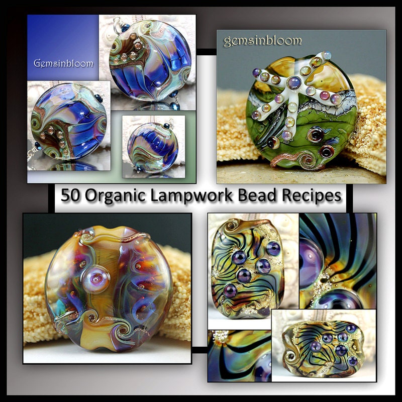 Gemsinbloom 50 Lampwork Organic Bead Recipes - Instant Download Lampwork Tutorial Instruction PDF