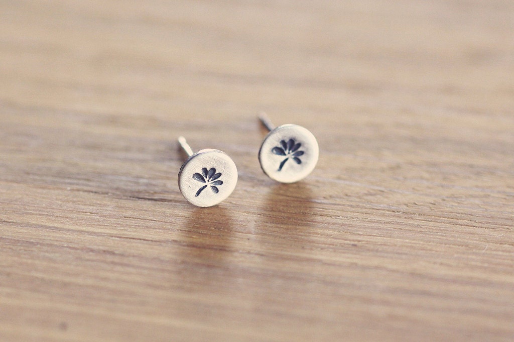 Tiny studs - posts - earrings - sterling silver - flowers - stamped - etsymetal team