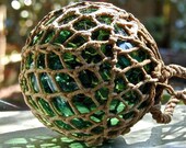 Glass Fishing Float Collectible, Norwegian Forest (c), Nautical Decor, Ocean Decor, Beach Cottage Decor, Coastal Decor, Fishing Decor
