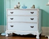 dresser shabby chic distressed blue white vintage cottage cedar chest antique prairie beach