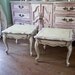 pair french end table s shabby chic marble vintage off white ivory distressed cottage