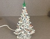 Small SLIM Mantel  Ceramic Stain Christmas Tree lighted  11inches