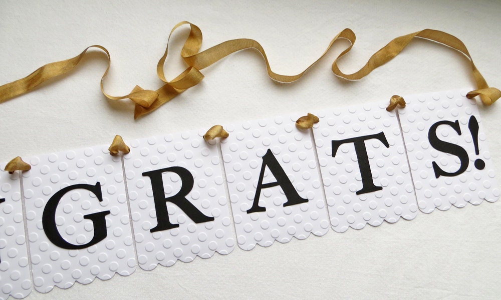 Congrats Banner - Embossed Lrg Dots - READY TO SHIP - Graduation Party Decor Retirement Banner Il_170x135