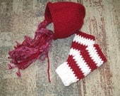 Newborn Knit Bonnet and Crochet Leg Warmer Set Size Small