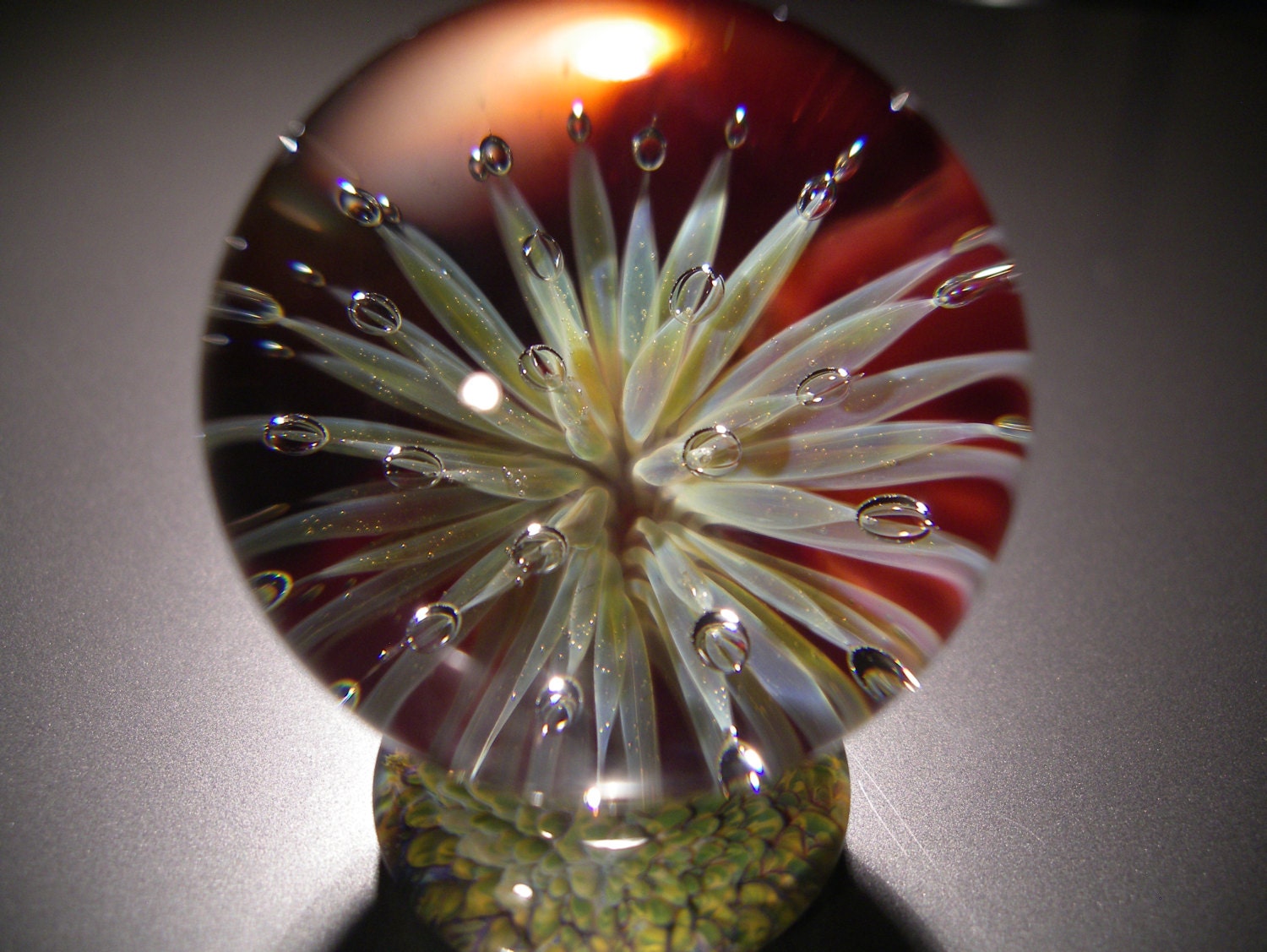 Anemone Air Trap Marble on glass stand art, handmade borosilicate glass, gift bag, unique gift, FREE SHIPPING
