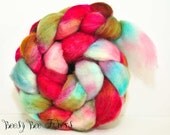 Blue Face Leicester Wool Roving Hand Painted Combed Top Spinning or Felting Fiber  - 3.9 oz - PATHWAY