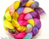 Wool Roving Hand Painted Finnish Combed Top Spinning or Felting Fiber - 4.1 oz - ENCHANTED PRAIRIE