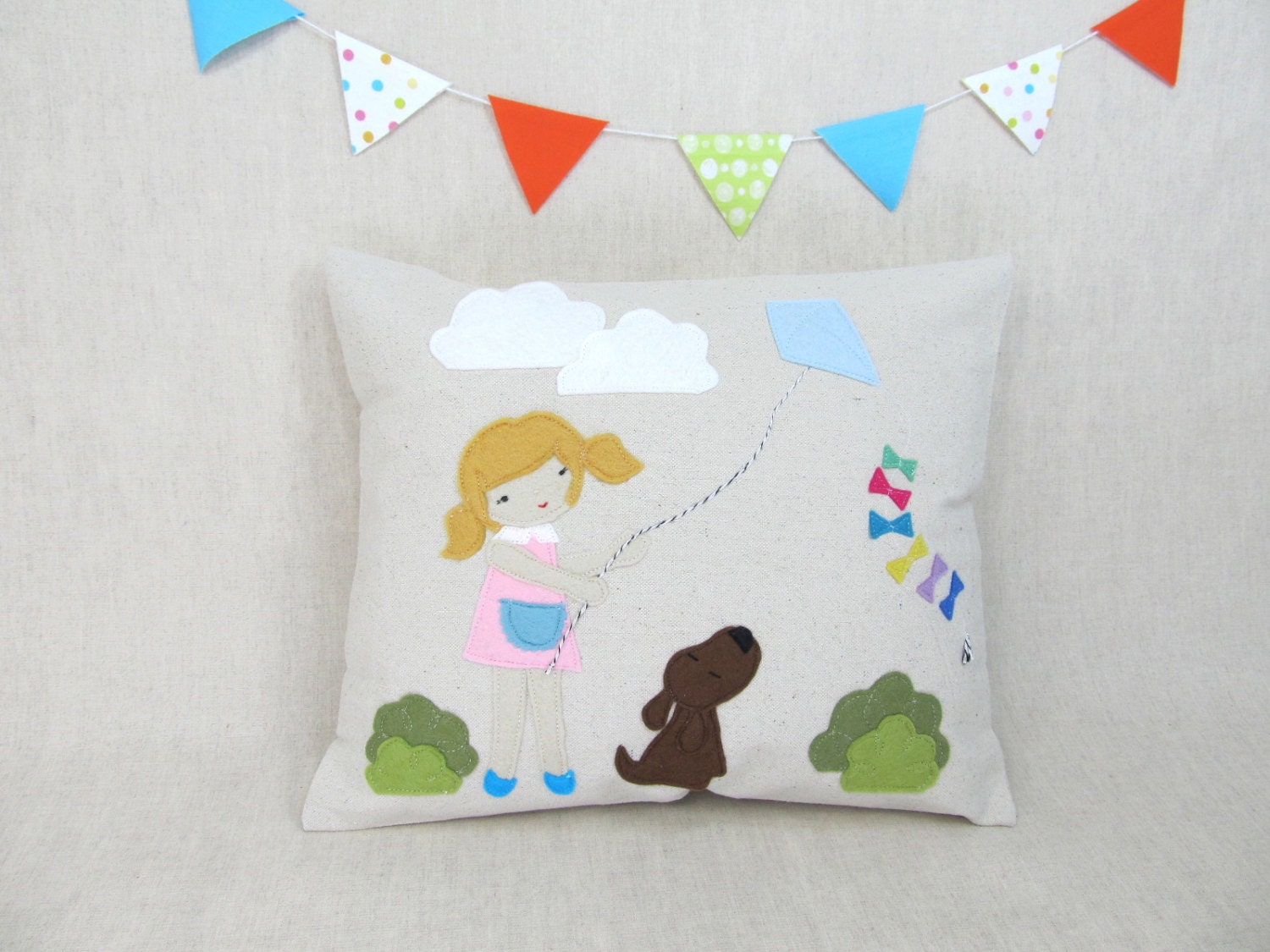 Decorative Pillow - Girl with puppy