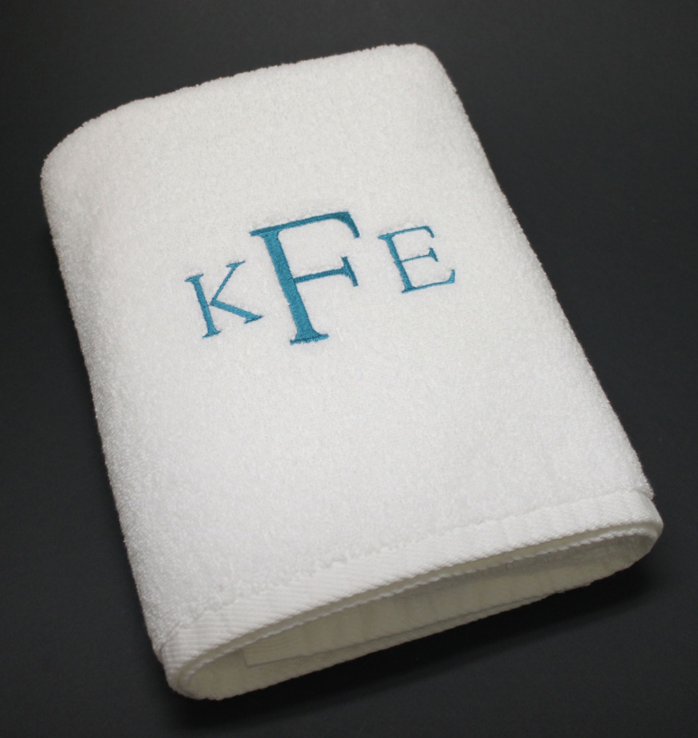 Three Initials Monogram Embroidered Bath Towel