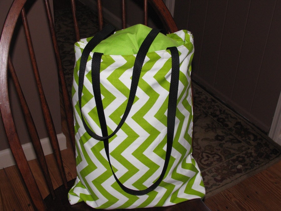Shopping Cart covers lime green chevron with matching tote bag