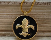 FLEUR-DE-LIS Pendant, Statement Jewelry, Gold Necklace