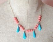 Coral and aqua statement necklace