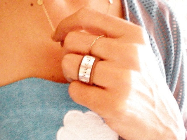 Custom hand stamped ring, Personalized Leather Ring