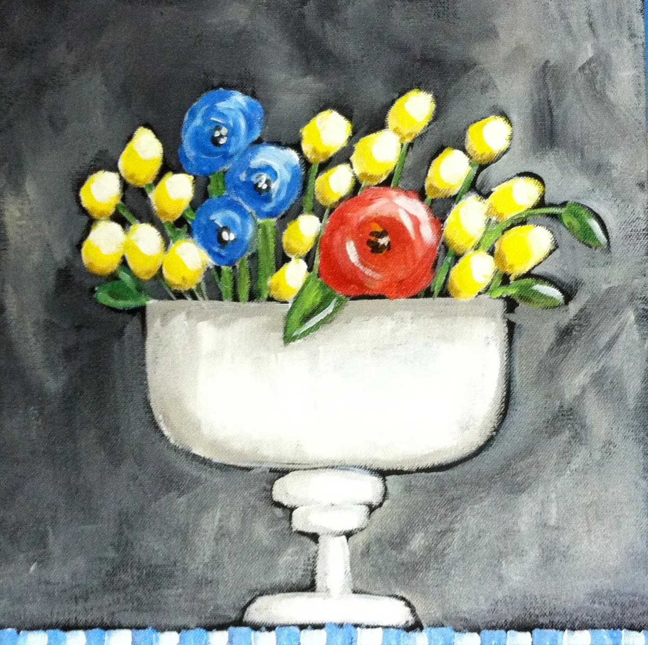Fun Flowers in an Urn original painting