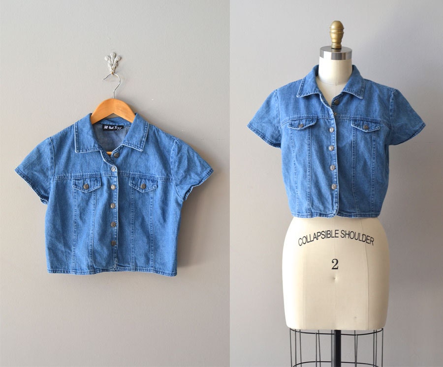 cropped denim top / denim shirt / vintage Jessie top