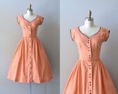 vintage 40s dress / cotton 1940s dress / Persikka dress