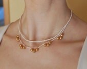 Linen Necklace . Sibilla. Off White and Gold.