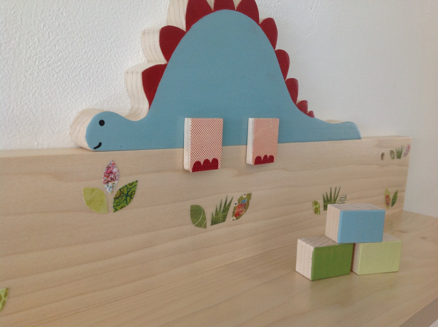 Dinosaur Shelf/Peg Rack combo - eco-friendly- by Maple Shade Kids