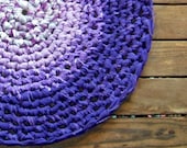 Rug Crocheted Cotton Purples Hand Made Cottage Chic Western Colonial Country Log Cabin ooak camper mat