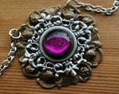 Amethyst Amulet Glowing Glass Pendant