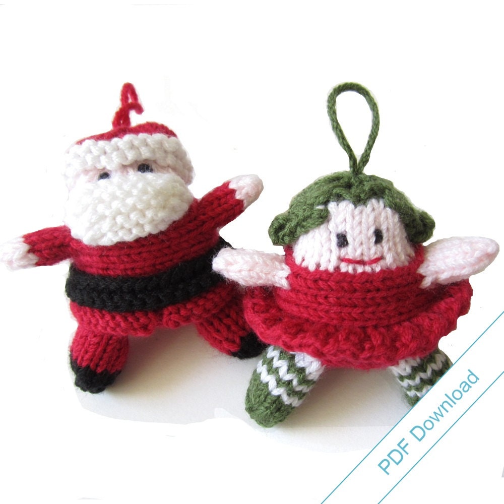 PDF Download Knitting Pattern for Santa and Christmas Fairy.