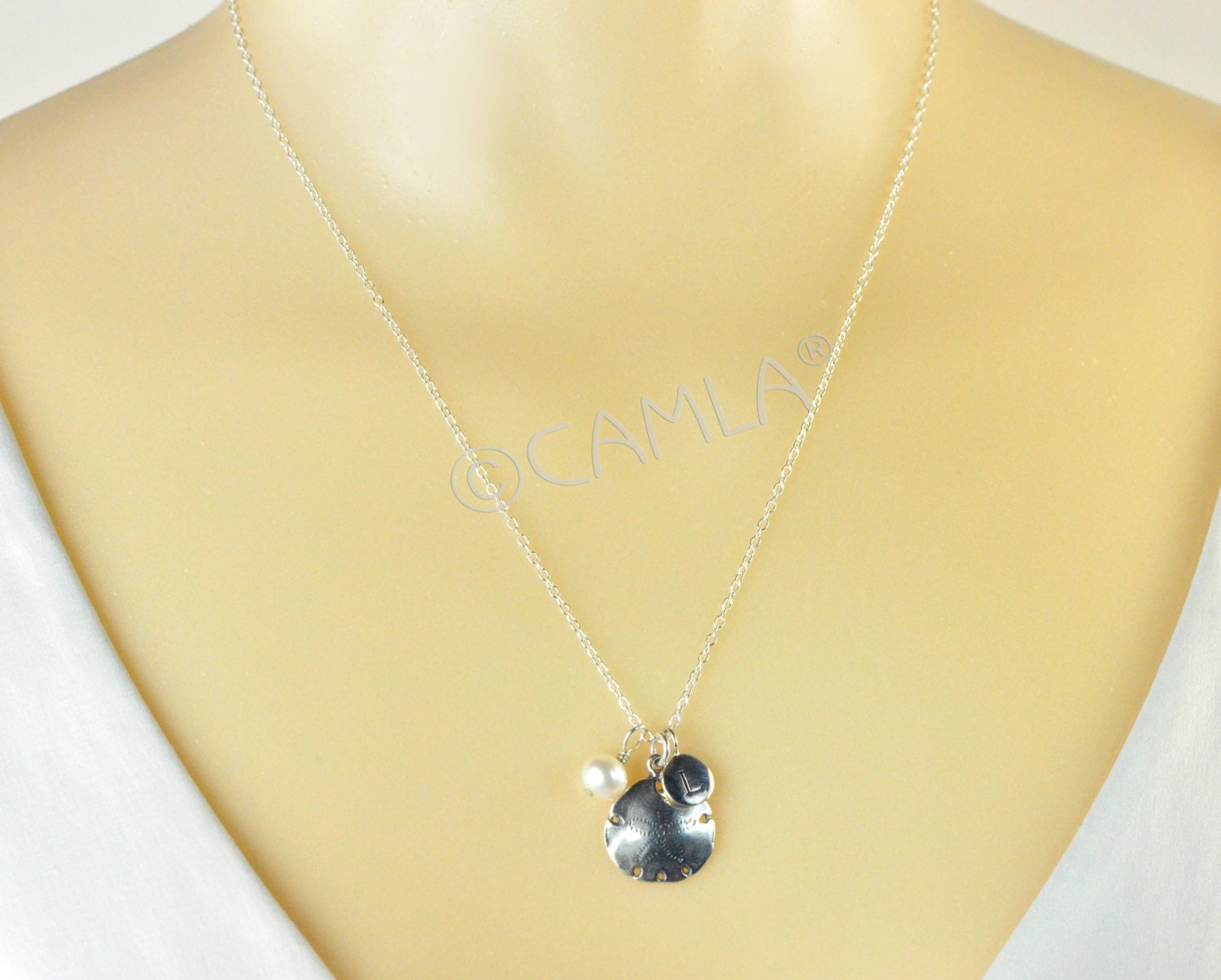 Shiny Sand Dollar Necklace Personalized