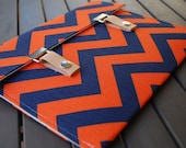 13 MacBook Case / 13 MacBook Air Case / 13 MacBook Pro Case / MacBook Cover / MacBook Sleeve / MacBook Case - Chevron Navy Blue and Orange