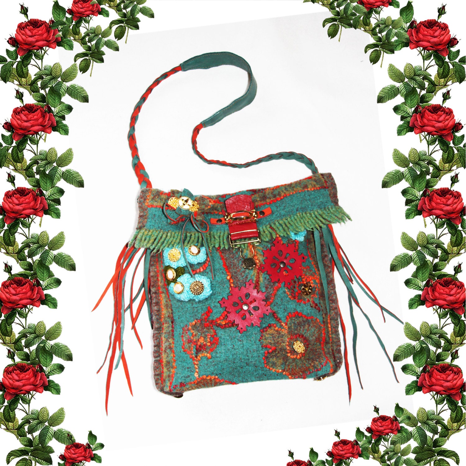 SUPER Sale OMG Precious Bag handmade OOAK felt messenger purse Statement Art to Wear Indie Fashion Accessory Tribal