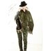 Leather SHAWL Handmade Clint Eastwood style Moss green Fringe Suede
