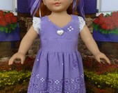 Lavendar Paisley and Floral Print Summer Knit Dress with Lace Cap Sleeves for 18 inch Dolls