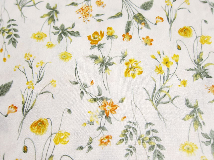 Japanese Cotton Fabric - Pressed Flowers in Yellow - Half Yard