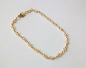 Iced Tea Gold Crackle Glass Bead Wire Wrapped Chain Link Anklet - Ankle Bracelet