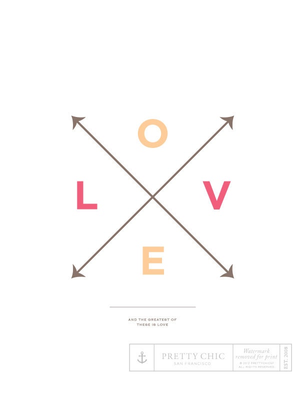 Love X Type Print - Cross Arrows Print by Pretty Chic SF
