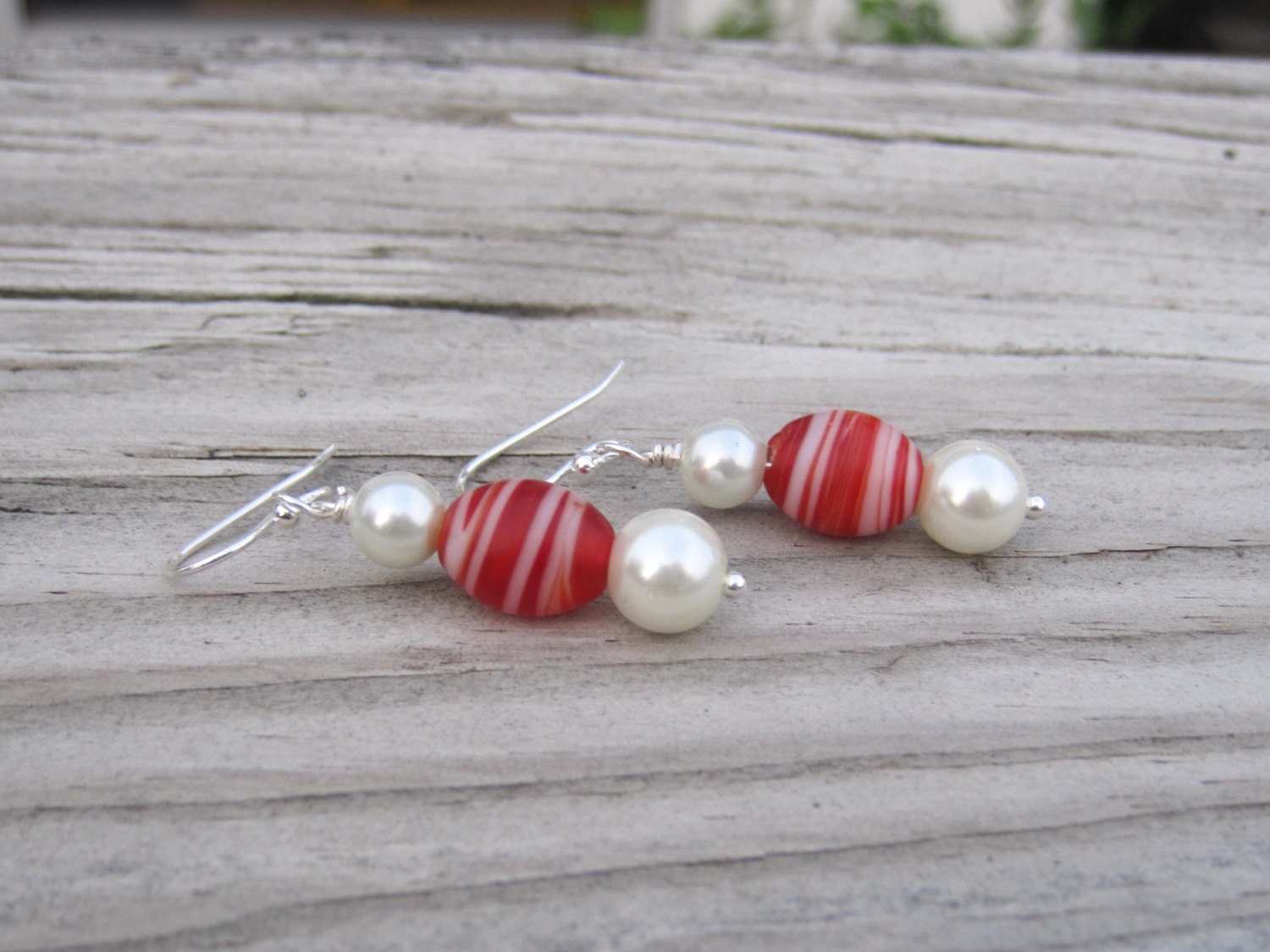 American Pride Earrings. Red and White. PIF. SALE.