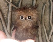 Fuzzy Baby Owl crazy haired little one made with Faux fur (woolcrazy)