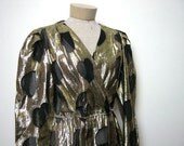 vintage 80s Valentine HEART glam dress / metallic gold