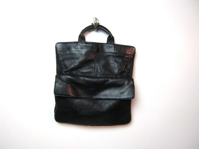 VIntage 90s HOBO INTERNATIONAL Black Leather Laptop hand bag purse