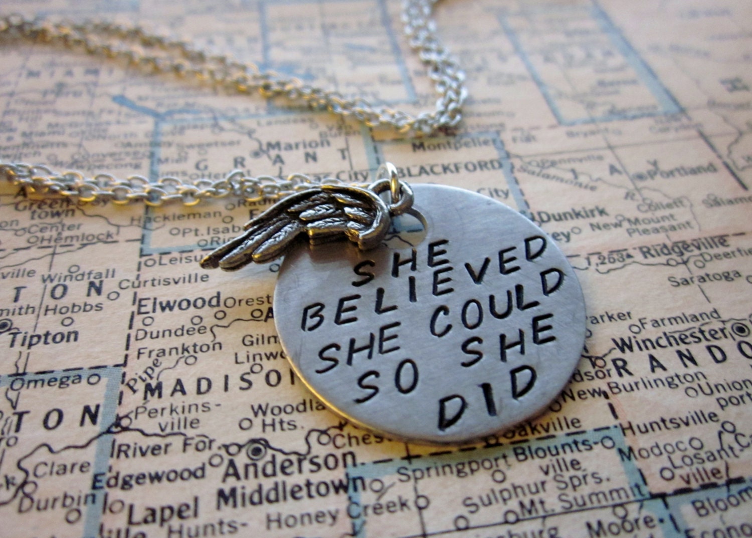 She Believed She Could So She Did - Metal Hand Stamped Necklace