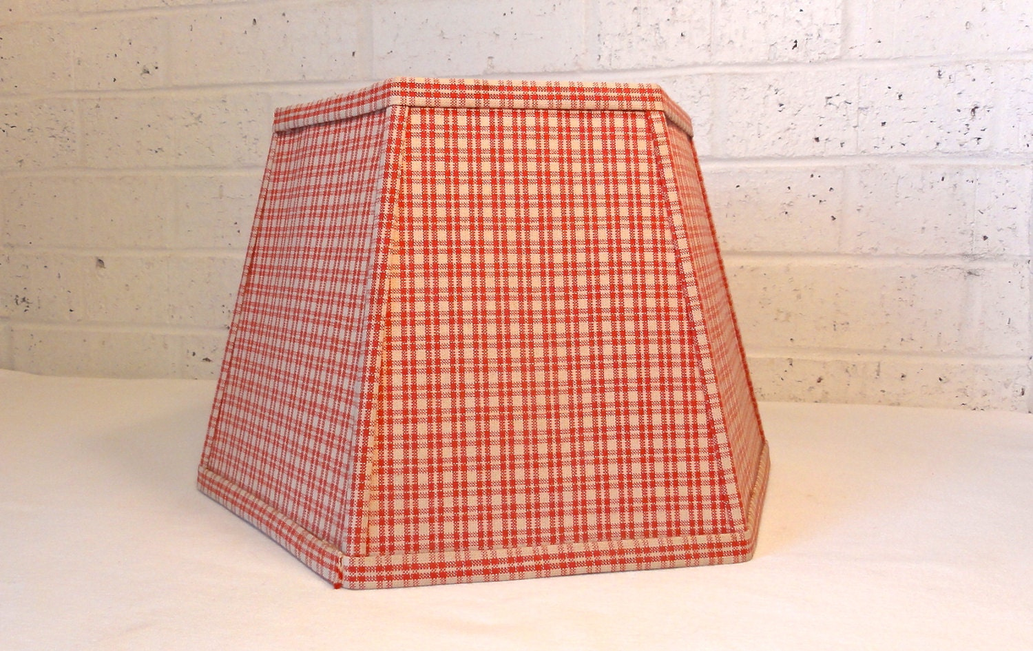 Vintage Red Plaid Lamp Shade / hexagonal shade - Bluebell
