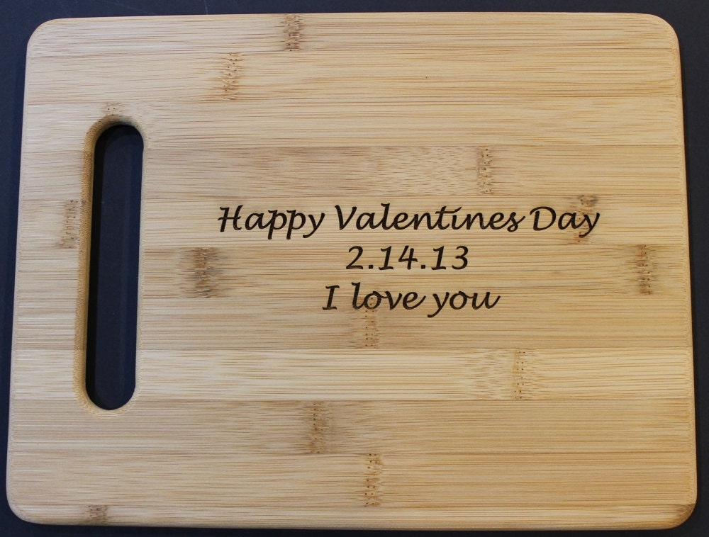 Valentine's Day Typed Love Notes -  Bamboo Cutting Board with Custom Laser Engraving - Personalized 11 x 8.5