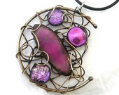 Dichroic Glass Wire Wrapped Pendant & Necklace