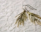 Branch earrings. Oxidized gold plated brass charms on bronze ear wires.