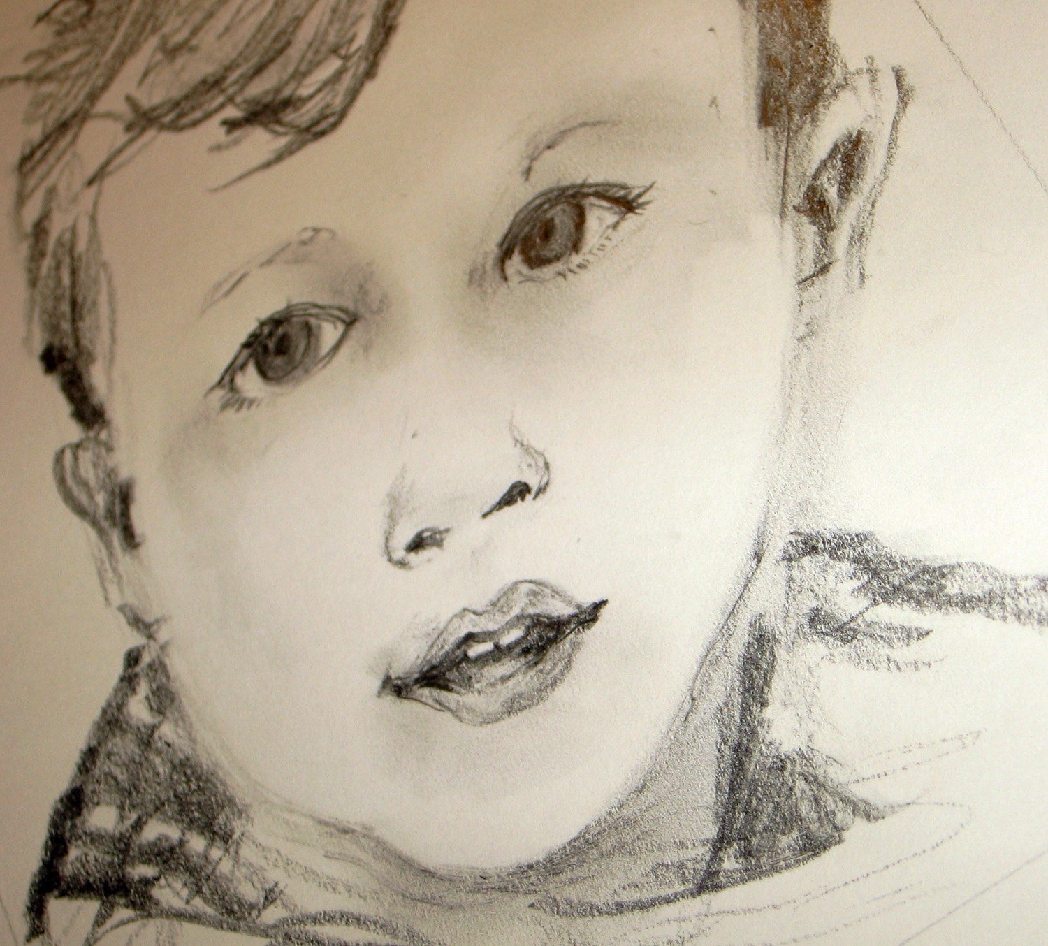 Two Portraits of children - from photos - pencil drawings
