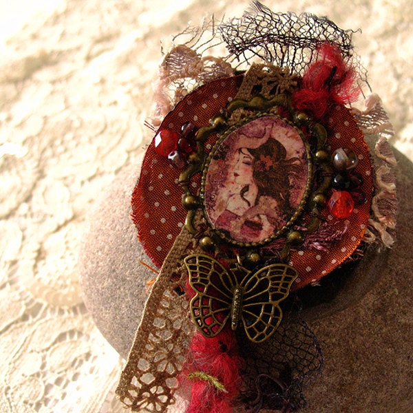 Unique Fabric Brooch - Lilac