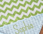 Personalized Minky Baby Blanket - You choose fabrics - Over 150 choices - Personalization Included - Several Sizes