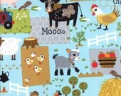 Baby Blanket - Minky Baby Blanket - Oink A Doodle Moo Sky - Satin Trim - Straight or Ruffled - Personalization Available - Several Sizes