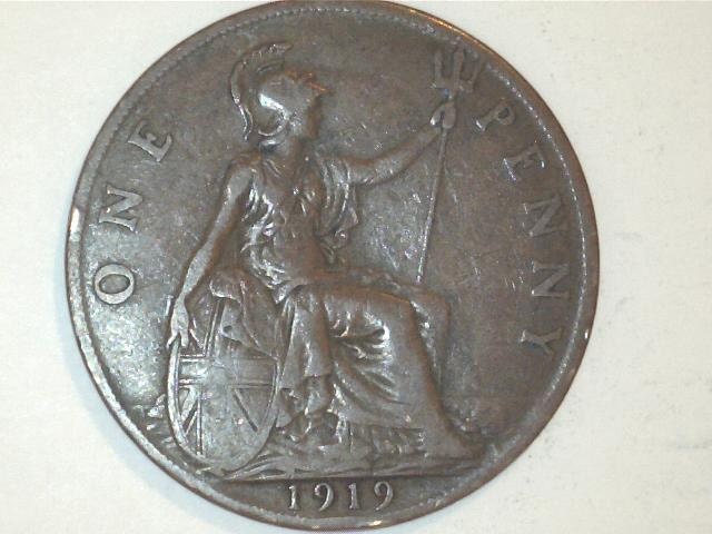 Great Britain  / 1919 One Penny / Large Cent 