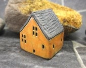 Rustic Yellow Cottage...Raku Fired Miniature House