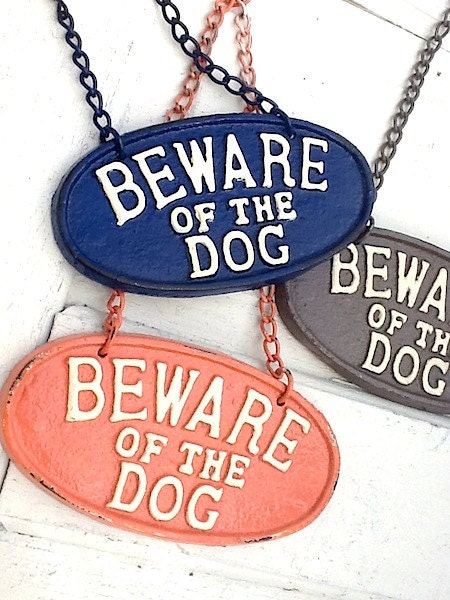 Puppy Sign , Beware of Dog Sign, Vintage Inspired Sign,  Blue Sign,  Retro, Man Cave, Cast Iron Sign